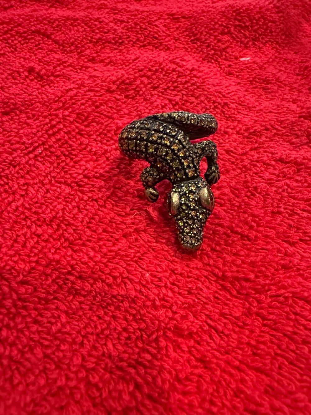 Vintage Marcasite Alligator Crocodile Wrap Knuckle Armor Ring Adjustable